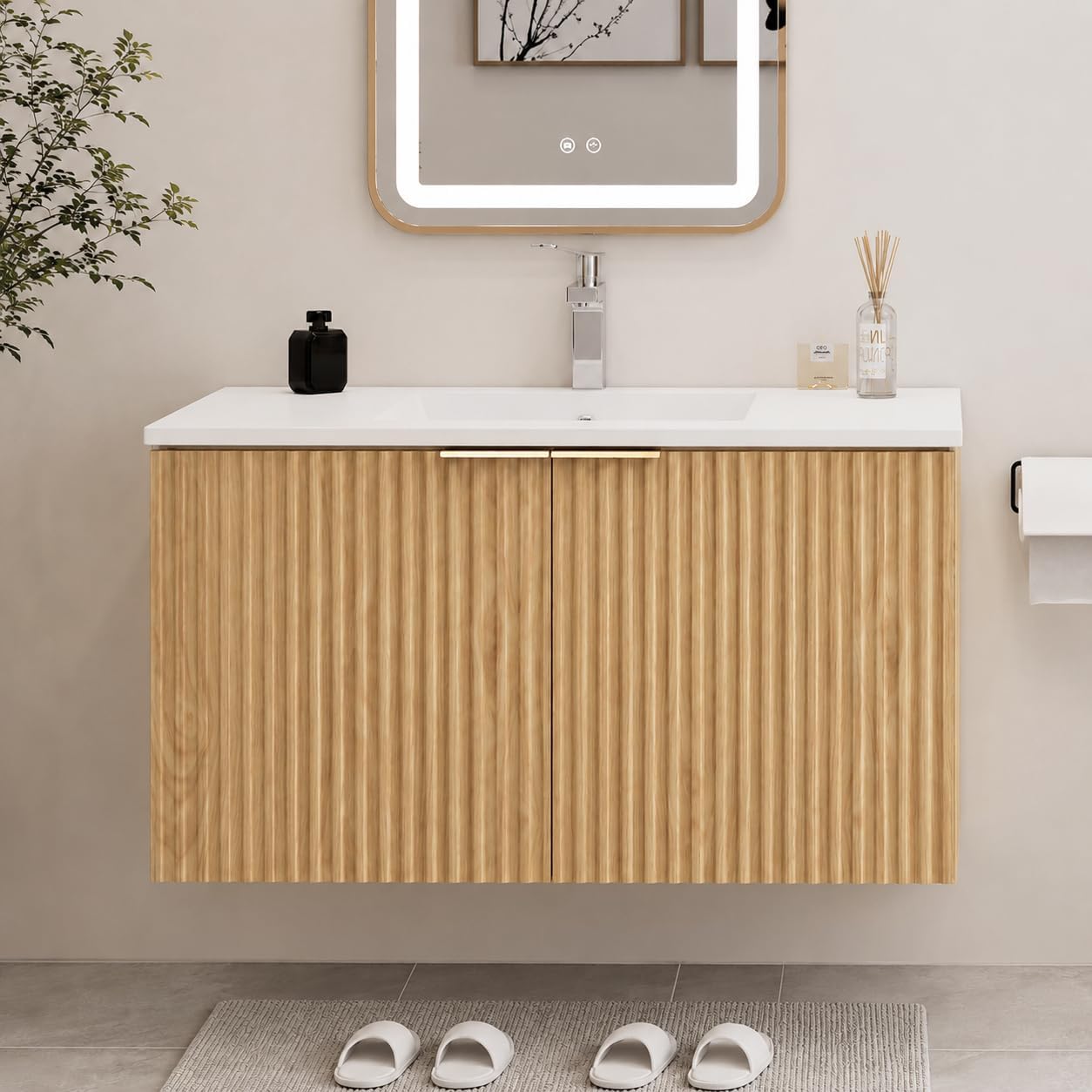 Furniture Hardware Fitting - 현대적인 플로팅 욕실 세면대, 물결무늬 문,