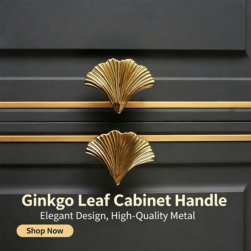 Drawer Pull Gold - 북유럽 럭셔리 크리에이티브 은행잎 모양 싱글
