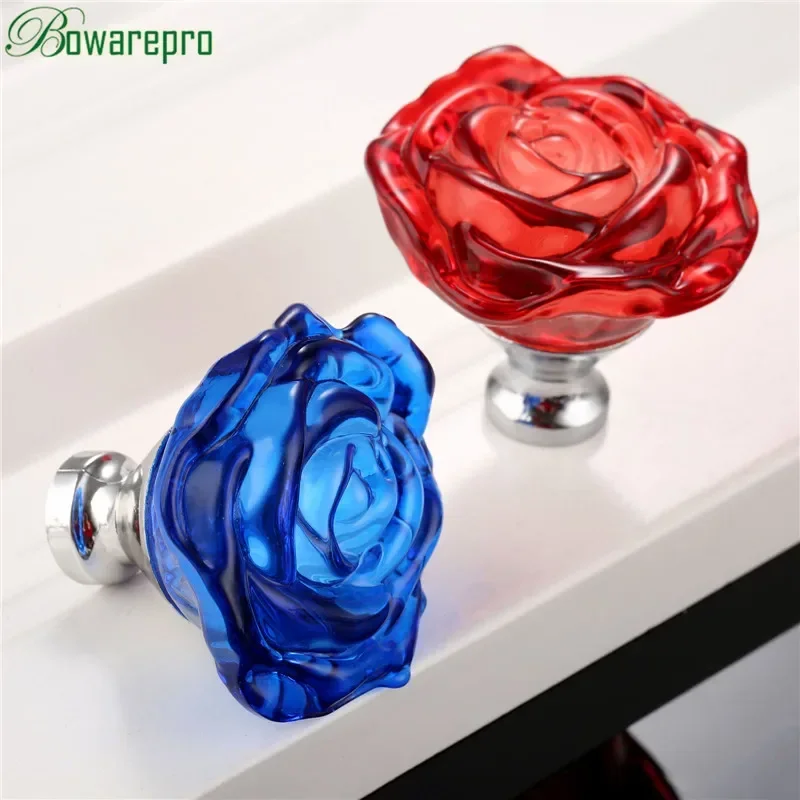 Furniture Hardware Suppliers - Bowarepro 50MM 크리스탈 로즈 유리 손잡이