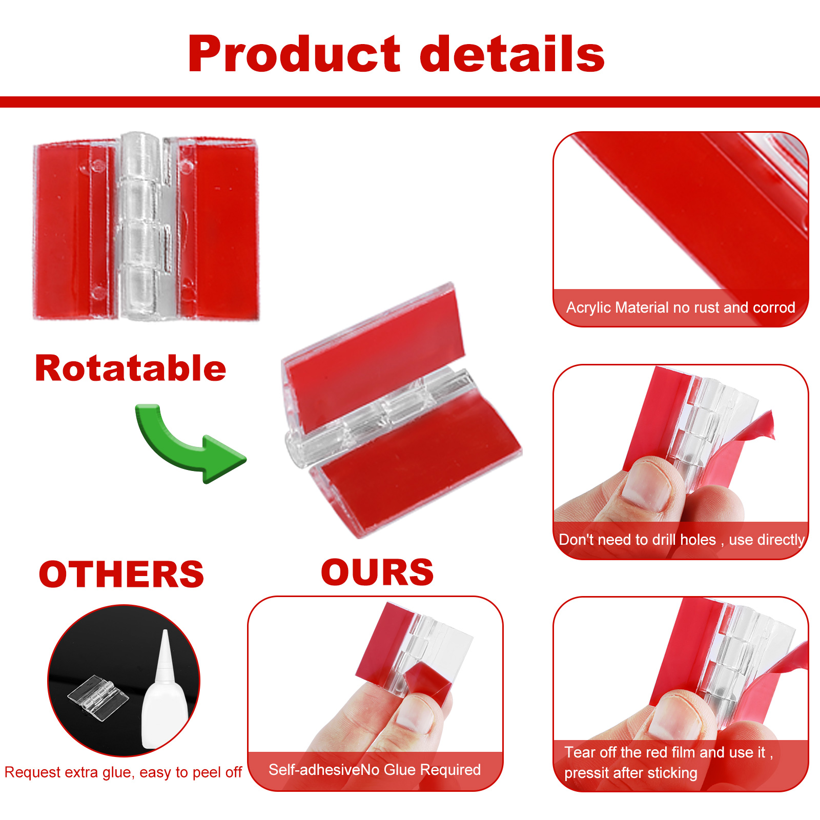접이식 경첩 아크릴 투명 경첩, 자체 접착 경첩 플라스 - Furniture Hardware Replacement Parts 리뷰 및 가격